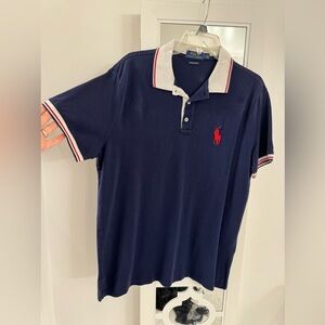 Polo Ralph Lauren Blue Red shirt polo men’s top custom slim fur size L